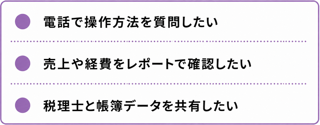 マネーフォワードのパーソナルプラスが向いている人。電話サポート、レポート確認、税理士とのデータ共有を利用したい人向け。